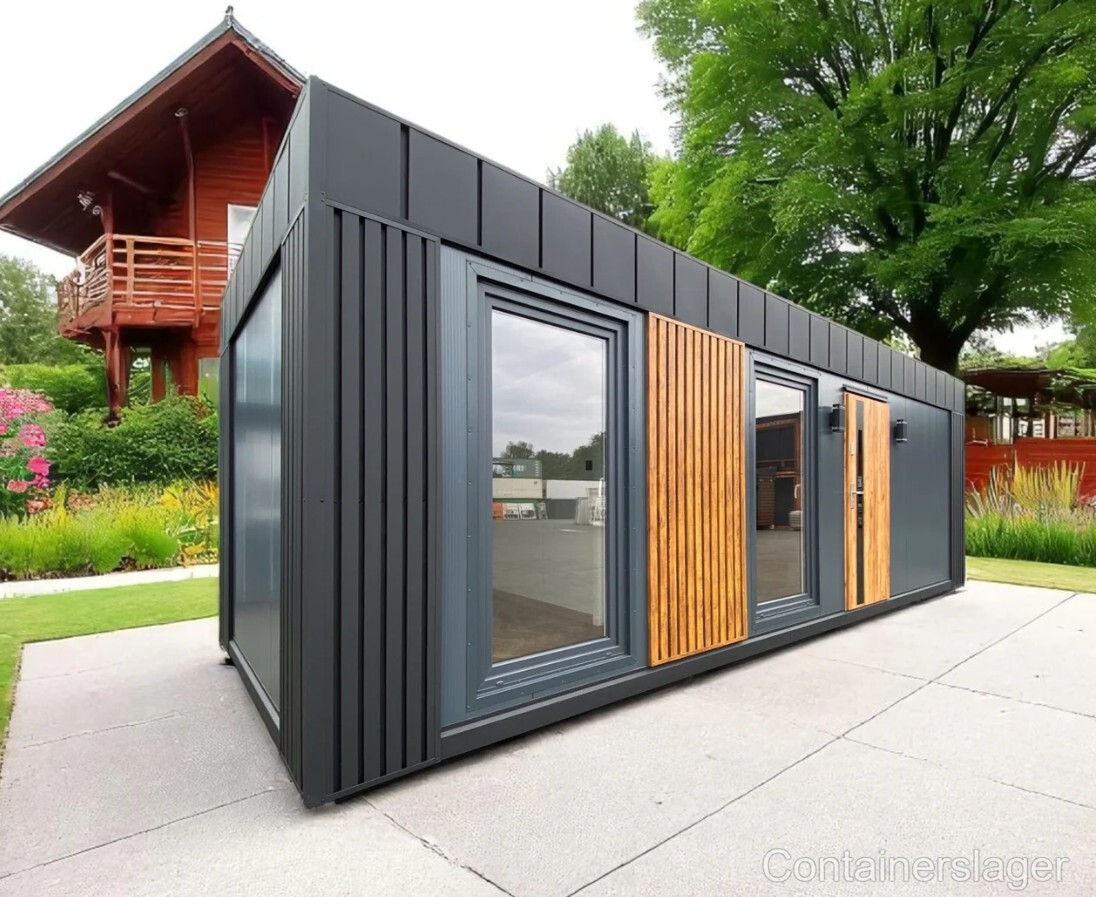 Container-mobilhome, 18 m² boligareal, isoleret, med badeværelse og udstyret køkken