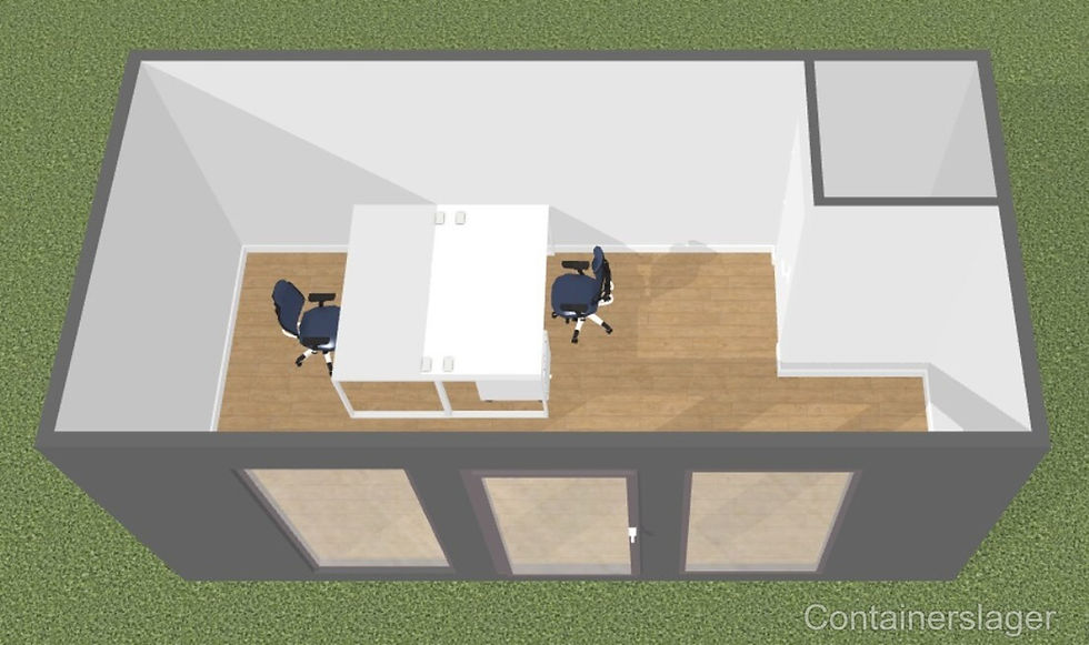 Thumbnail: Commerciële kantoorcontainer van 18 m² met toilet – Geïsoleerde glazen module 6 x 3 m