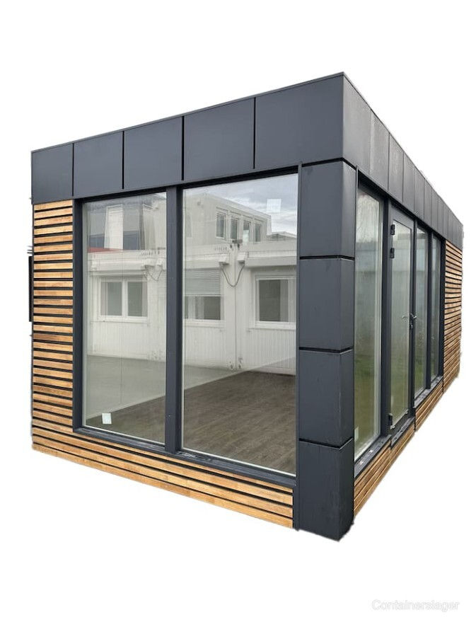 Neuer 7x3 Meter Bürocontainer – 21 m² – Modernes Holzdesign – Isolierpaneele
