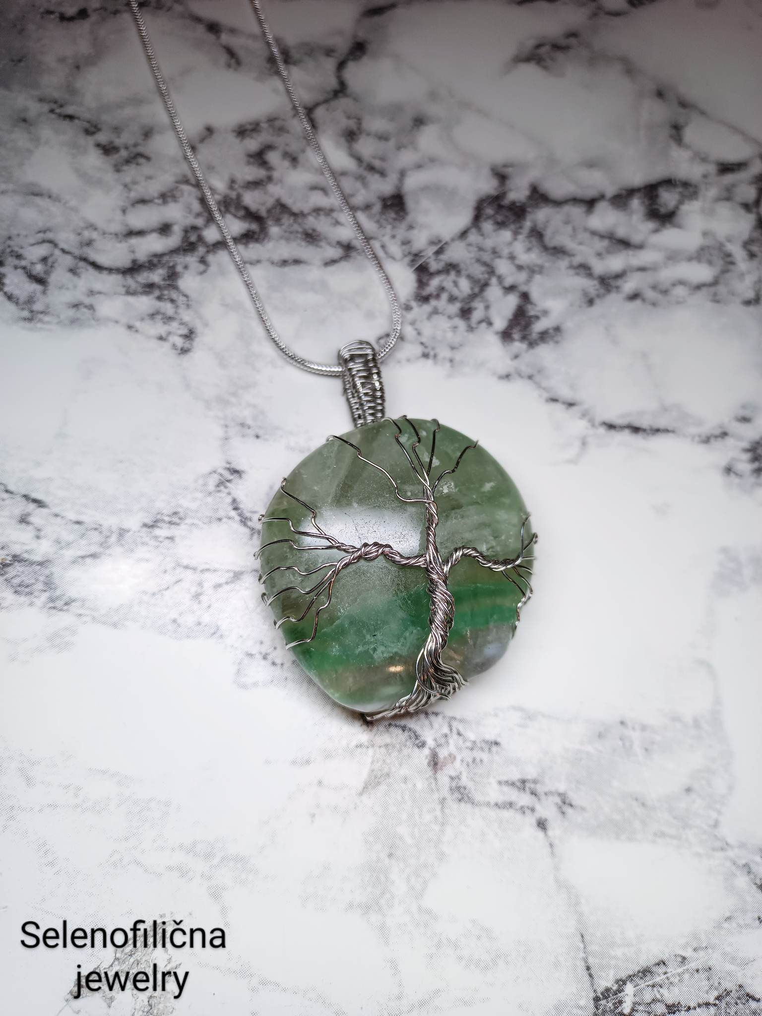 Ogrlica zeleni fluorit drvo života
