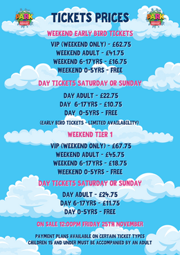 Buxton Ticket Pricing Chart
