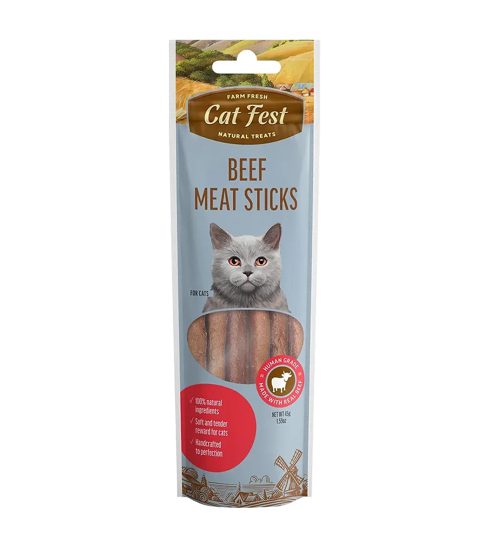 CatFest Beef Meat Sticks Cat Treats (Front)