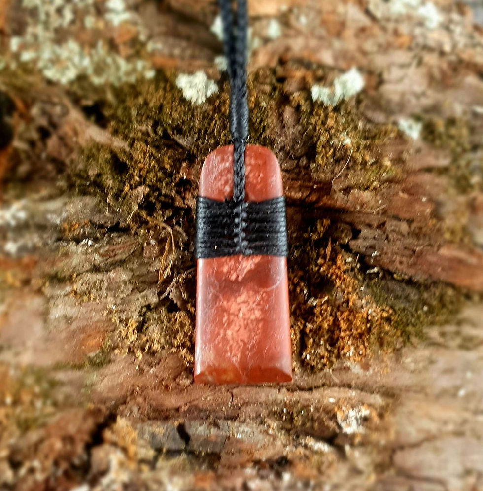 Handcrafted Red Jasper Toki by Precious Stone Pendants, Nelson, New Zealand