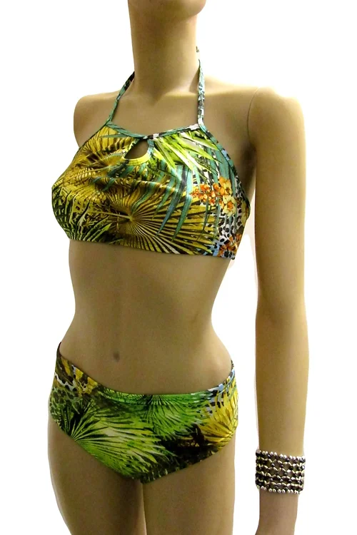 high neck and high waisted bikini