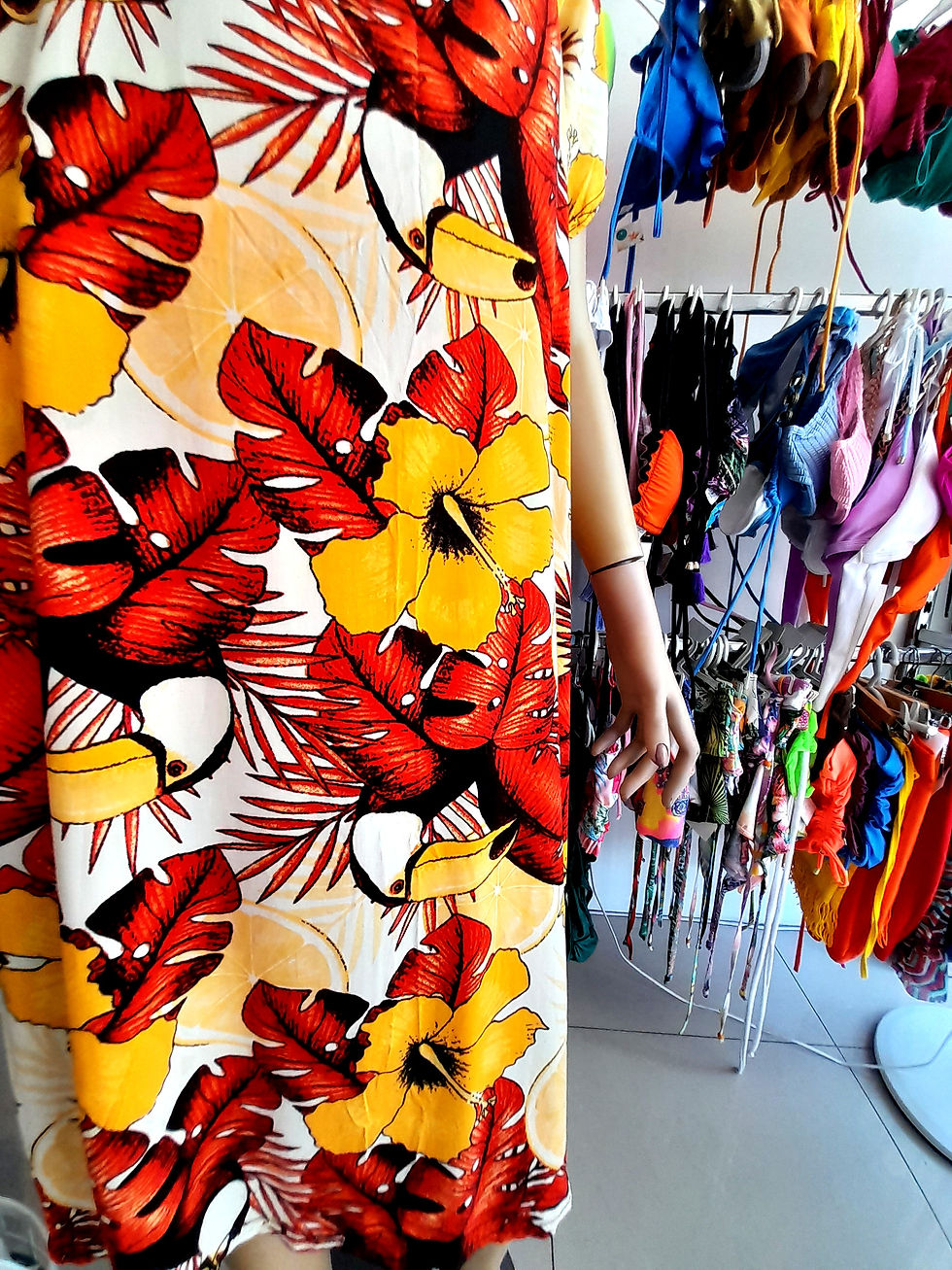 Thumbnail: Tropical Printed Short Sleeve Summer Dress - Paixao no. 37