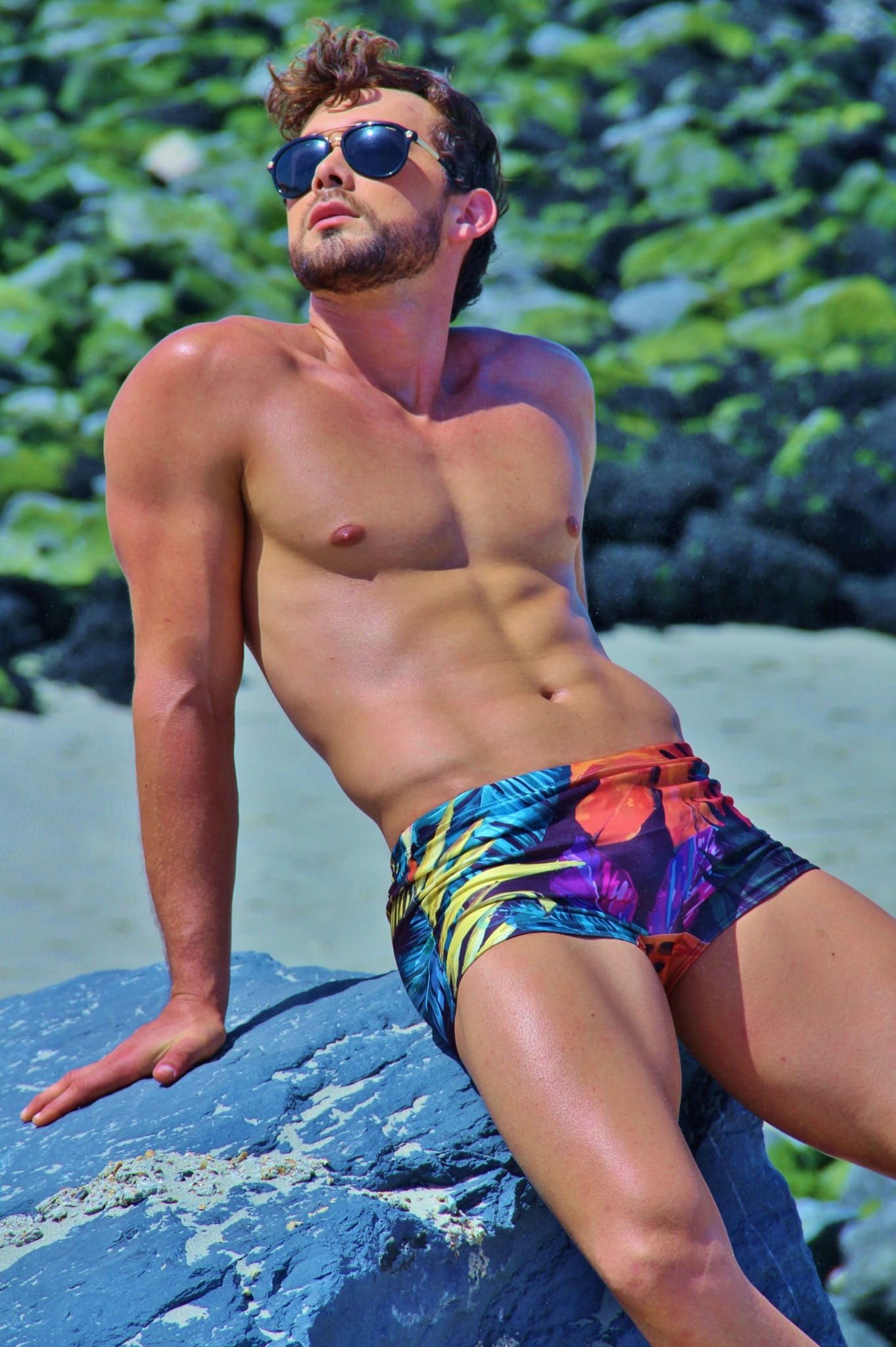 Brazilian Swimming boxer Briefs Tropical Print / Trunks - Sunga Paixão no. 70