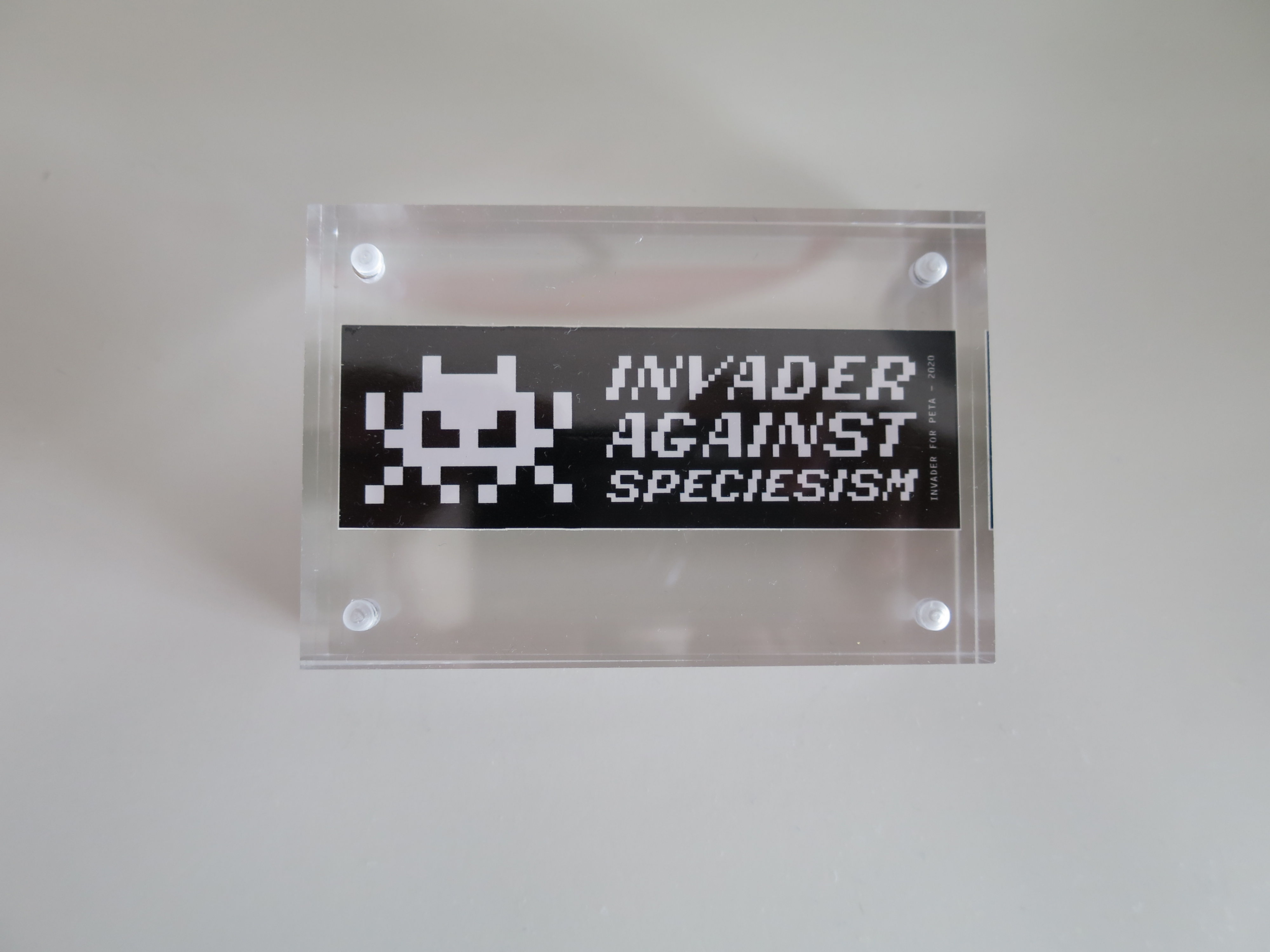 Space Invader "Invader Against Speciesism" Framed