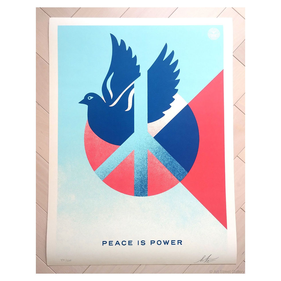 Miniaturbild: Sérigraphie Peace Is Power (Blue Dove) par Shepard Fairey, éd. 500 signée et numérotée. Certificat Verisart. Neuf. Livraison