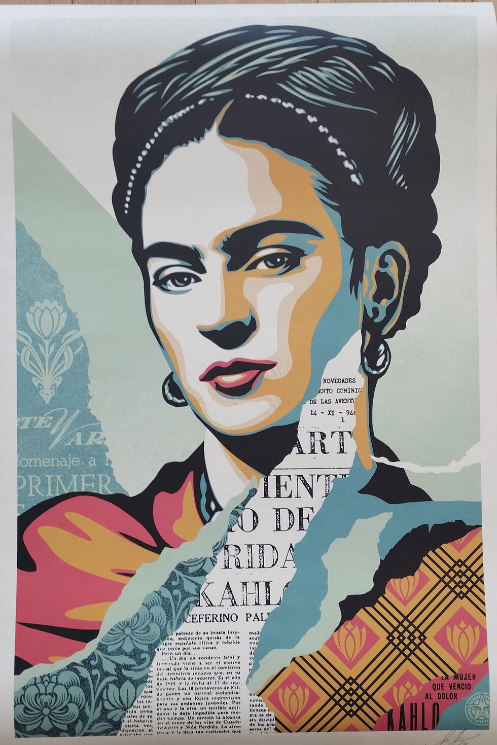 Miniature : The Woman Who Defeated Pain (Frida Kahlo) 91/61cm Shepard Fairey Obey