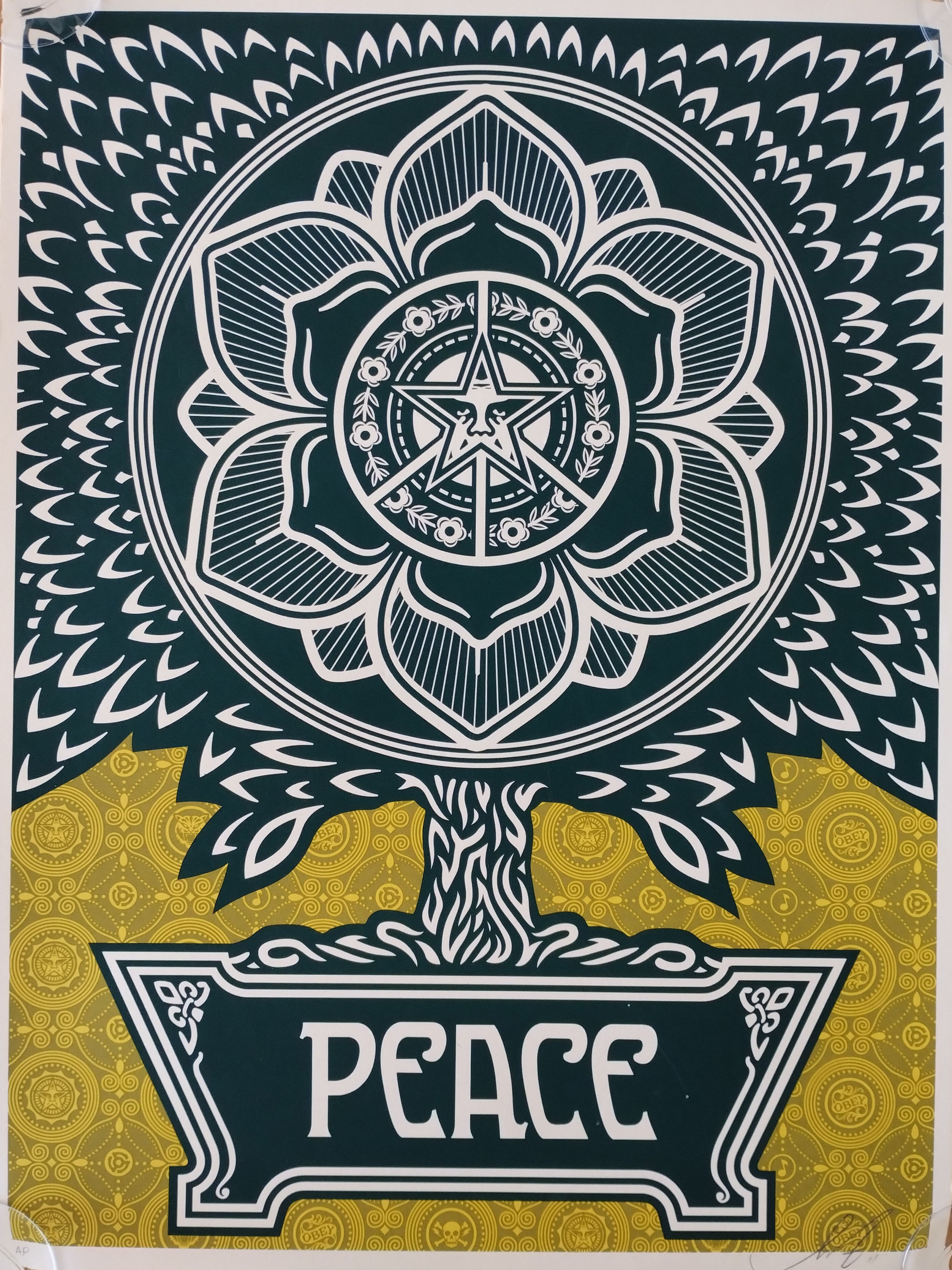 2007 Peace Tree Yellow AP Shepard Fairey Obey