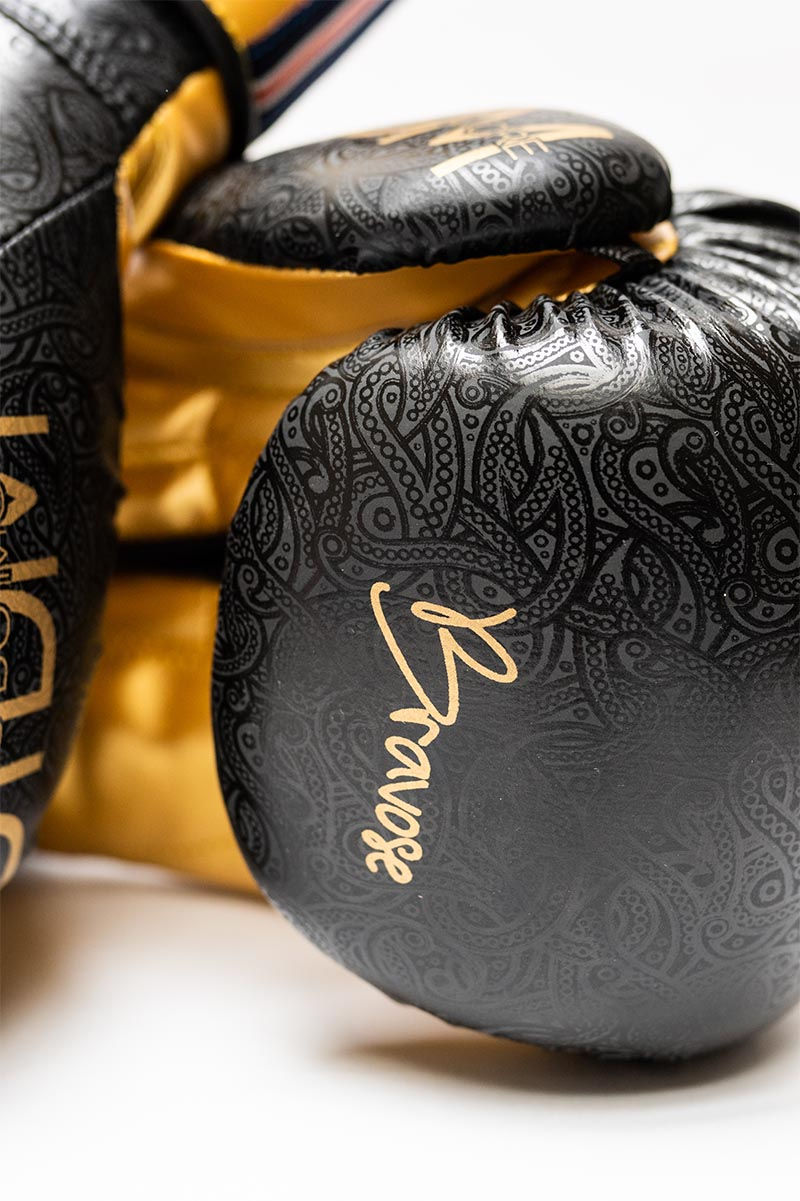 Thumbnail: Bravose Nemesis Black Gold Boxing Gloves