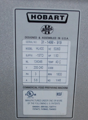 Thumbnail: 142-0052 Hobart Legacy HL-400 40 Qt Bakery Dough Mixer w Bowl Guard, Flat Beater