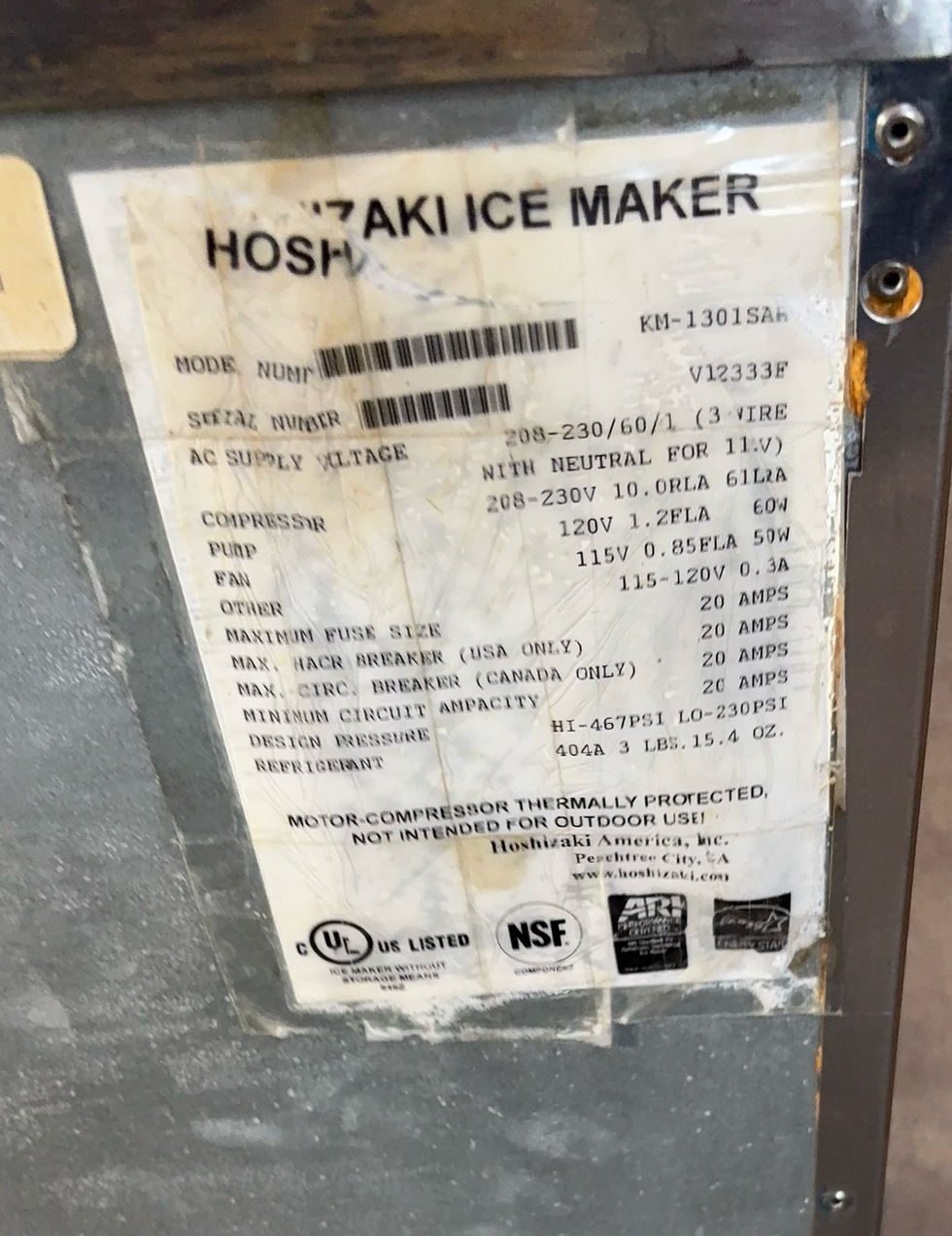 Thumbnail: 59-0015 Hoshizaki KM-1301SAH 1300 Lb. Ice Maker