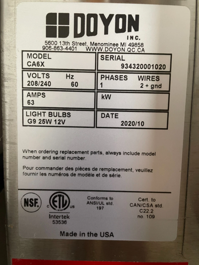 Thumbnail: SOLD 182-0186 Doyon CA6X Series Commercial Convection Oven on Stand