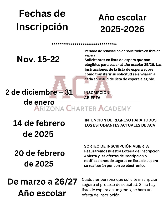 Enrollment Timeline in Spanish