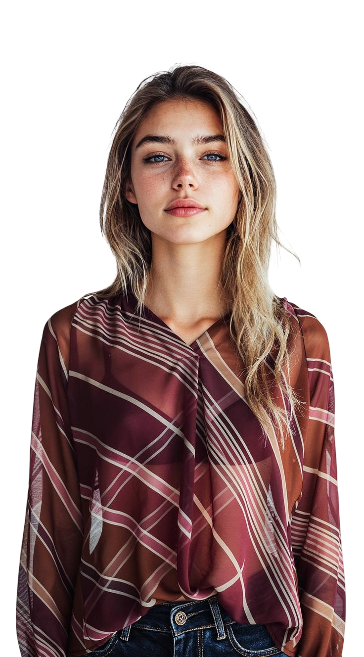 Thumbnail: Blouse Print Bordeaux/Bruin