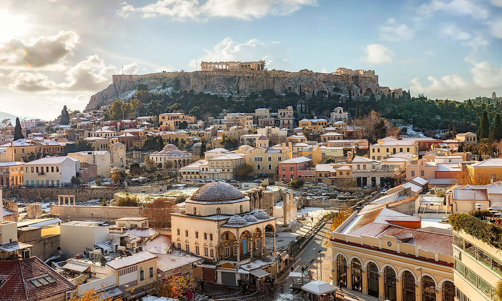 A stunning view of the Acropolis from a well-furnished balcony, capturing the essence of Athens living.