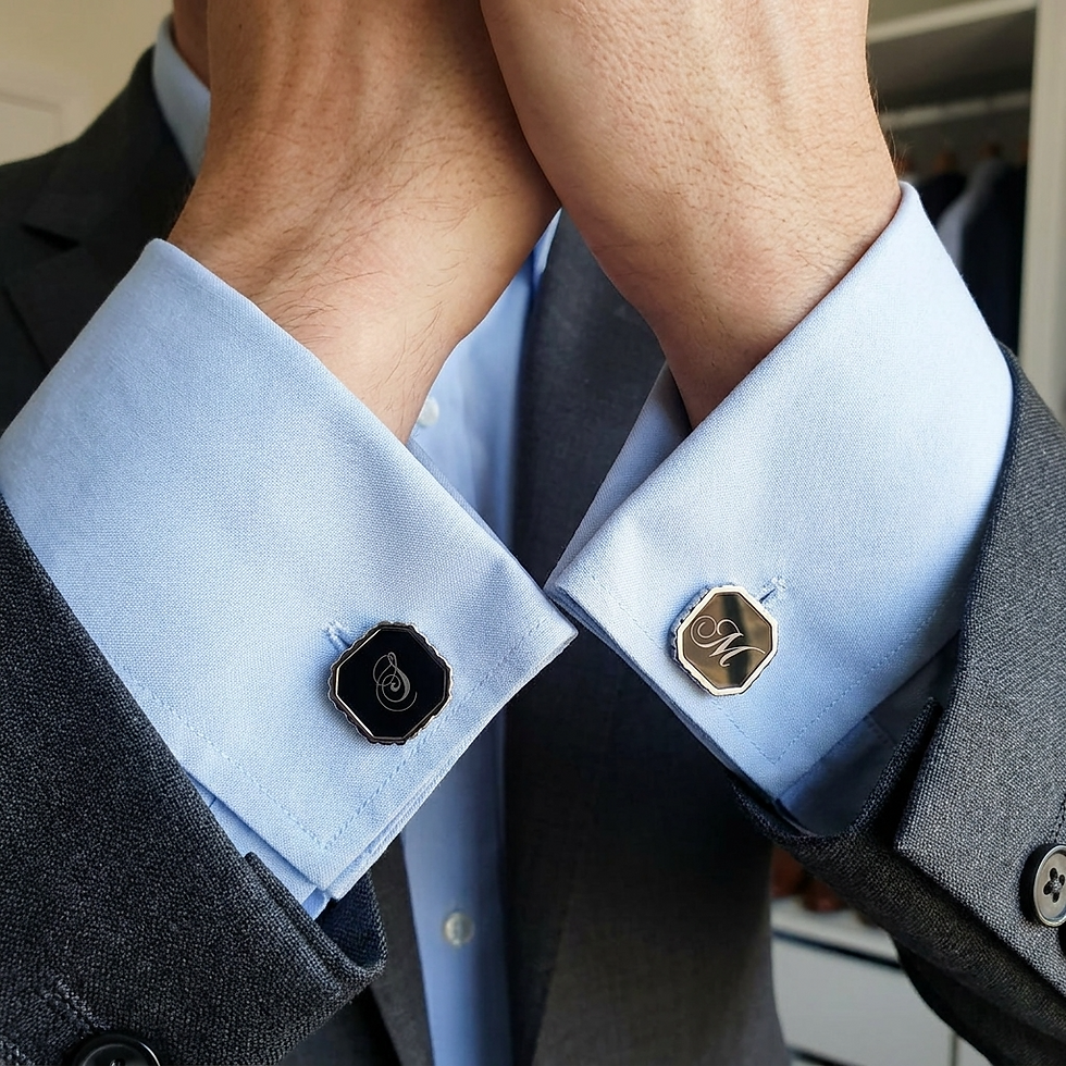 Miniature : Boutons de manchette "personnalisables" en acier noir mat