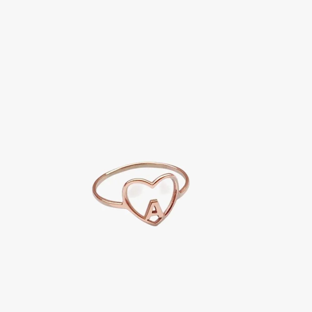 Heart and Initial Ring in Silver or Gold 