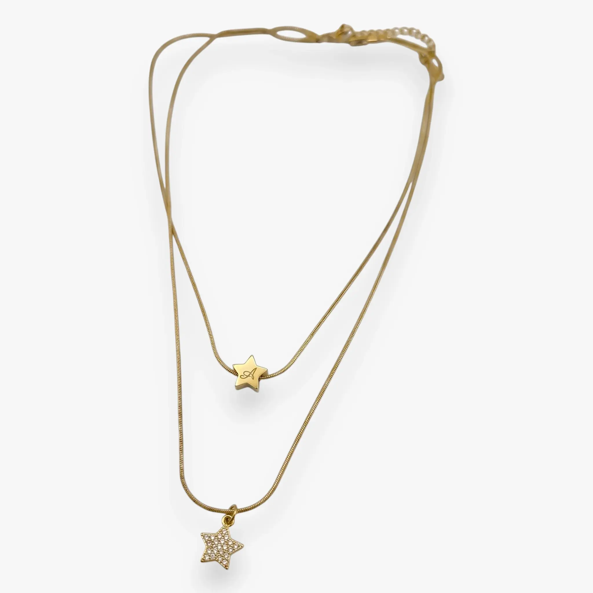 Collana due Stelle con Iniziale " Personalizzabile "