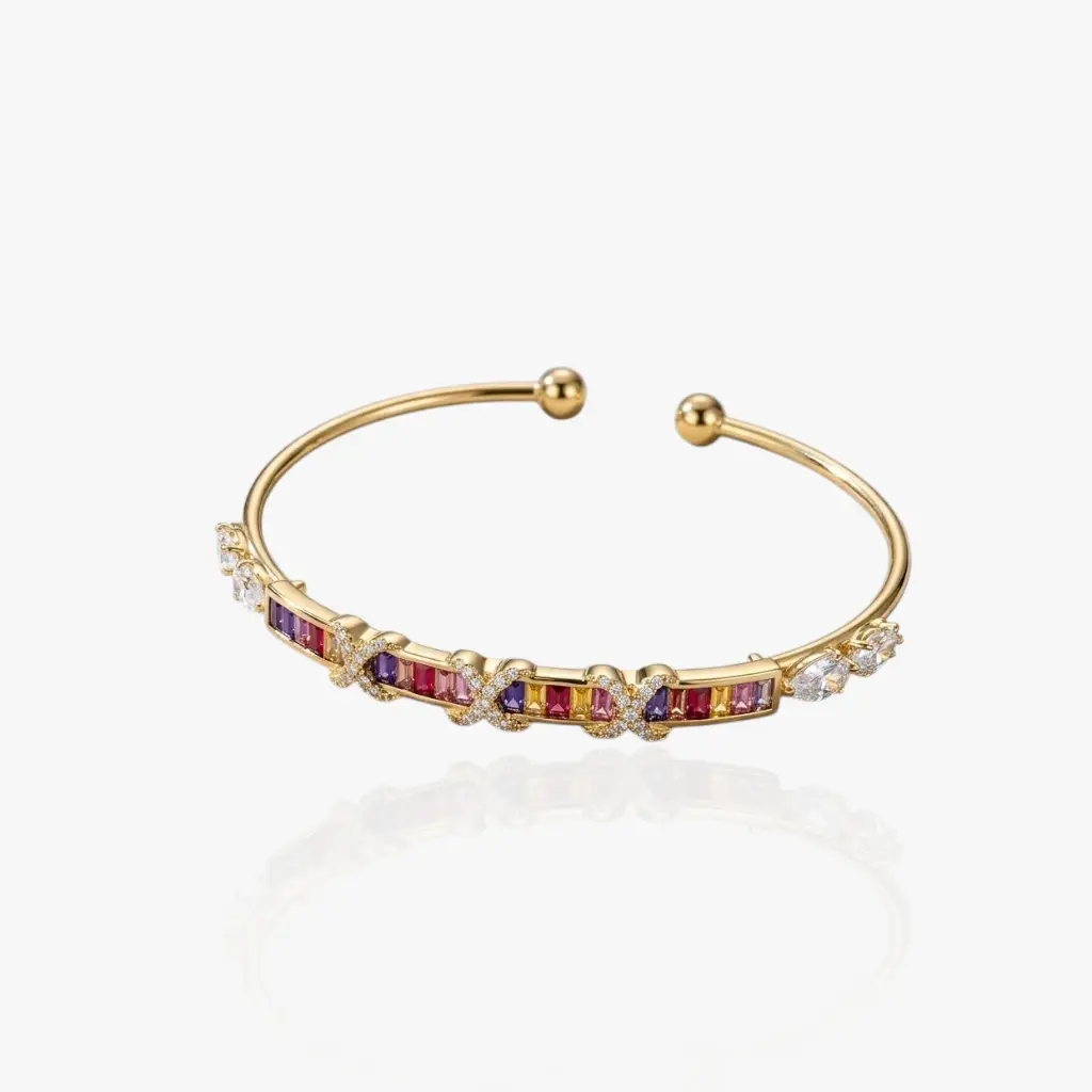 Bracciale Schiava Filo Rainbow Placcato Oro 18 kt