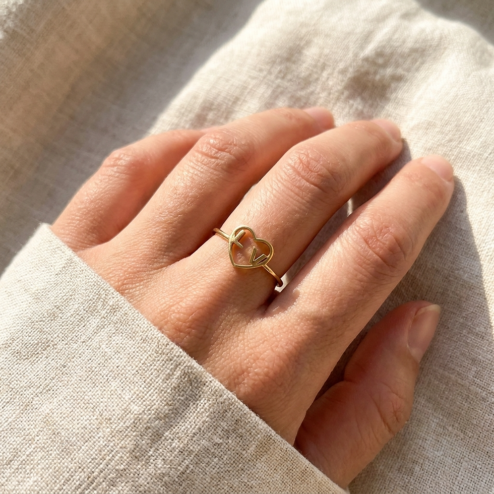Miniatura: Anello Cuore e Iniziali in Argento o Oro