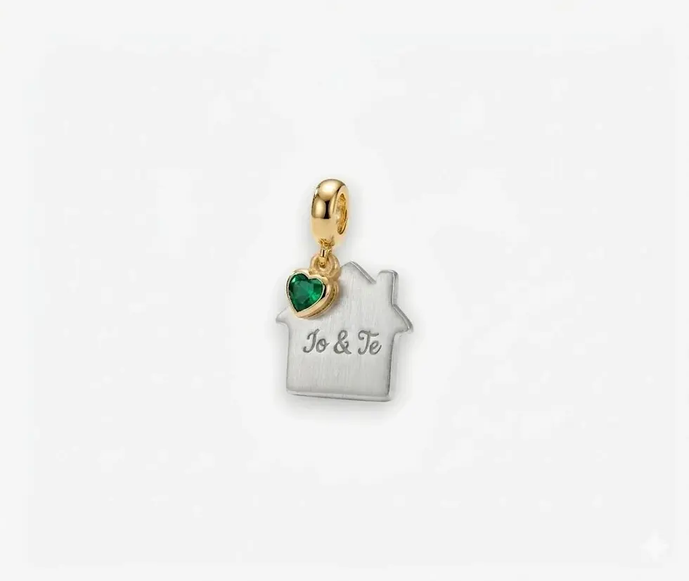 Miniatura: Charm Casetta con Incisione in Argento 925