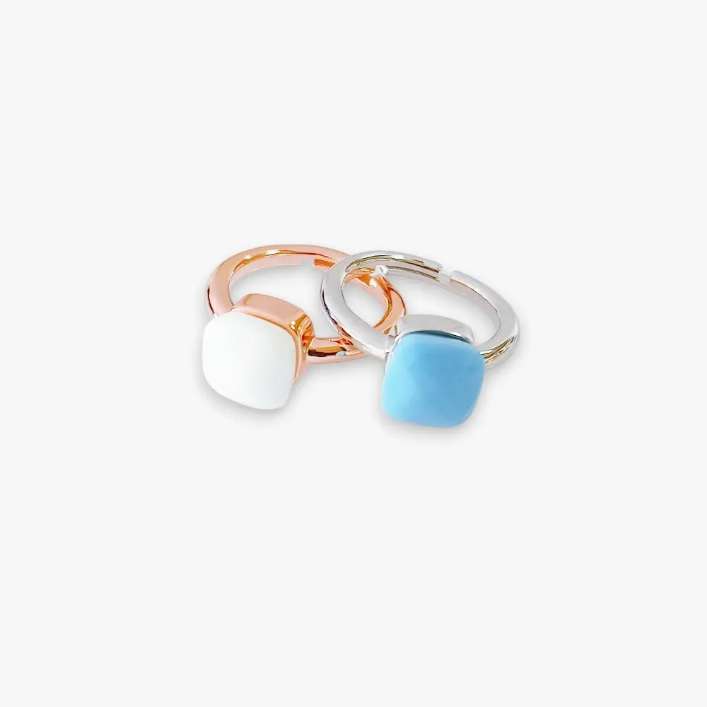 Anello Pietra Onice Bianco o Turchese con Incisione in Argento 925