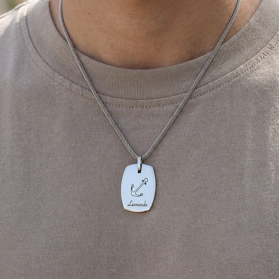 Thumbnail: Men's Necklace with Steel Plate "Customizable"