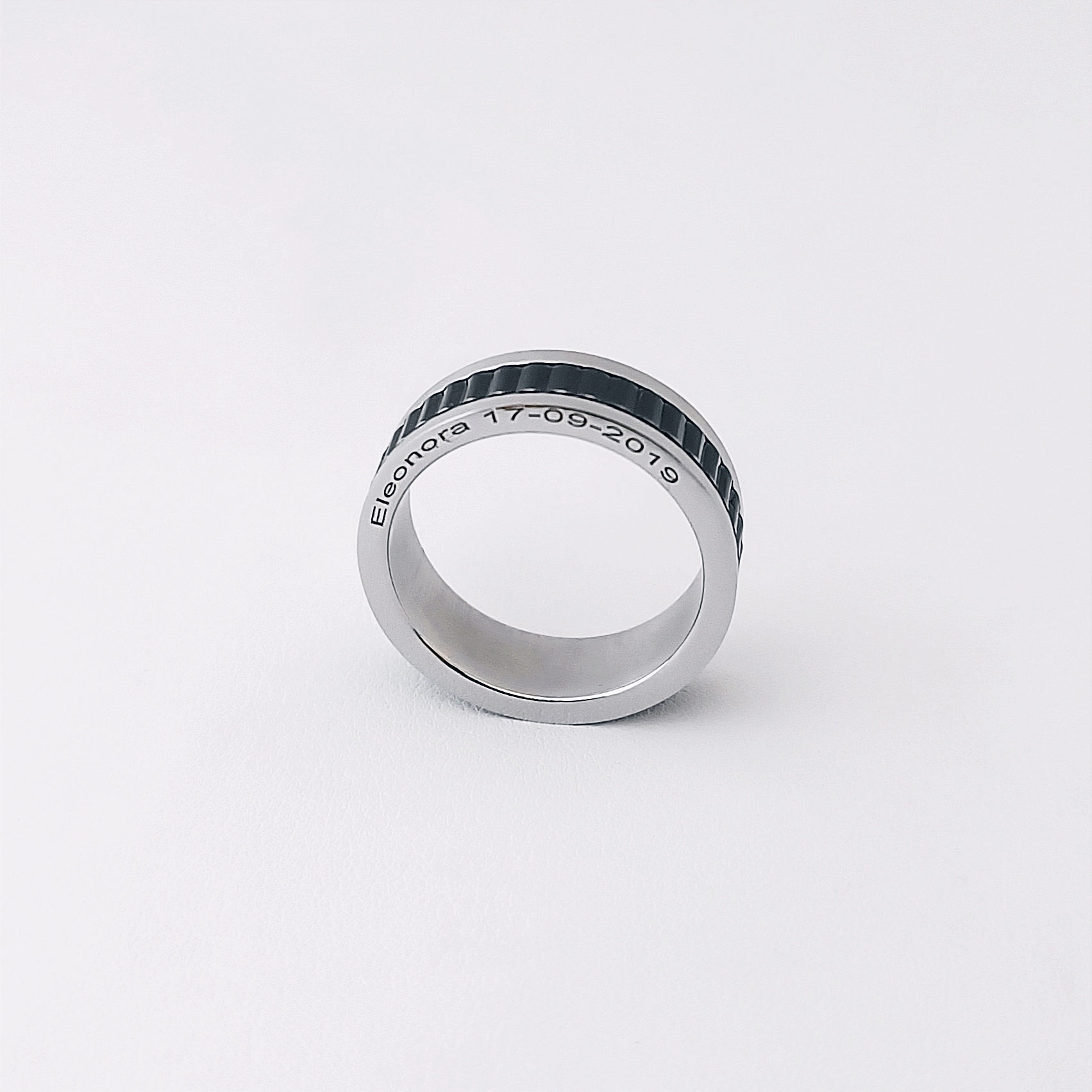 Ring Man Flat Faith Steel and Black PVD "Customizable"