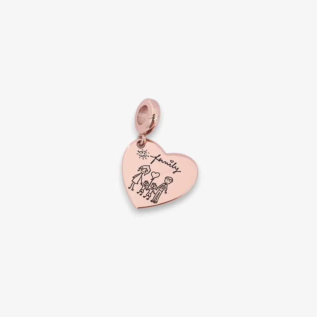 Charm Cuore Pendente con Incisione in Argento 925