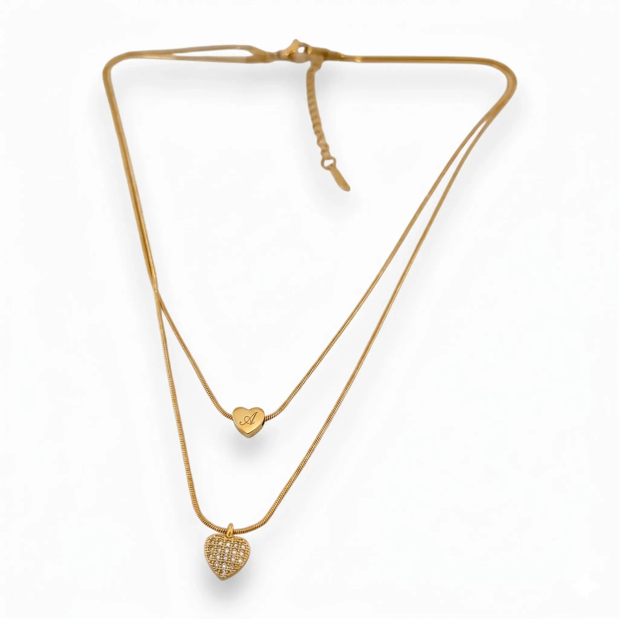 Collana due Cuori con Iniziale " Personalizzabile "