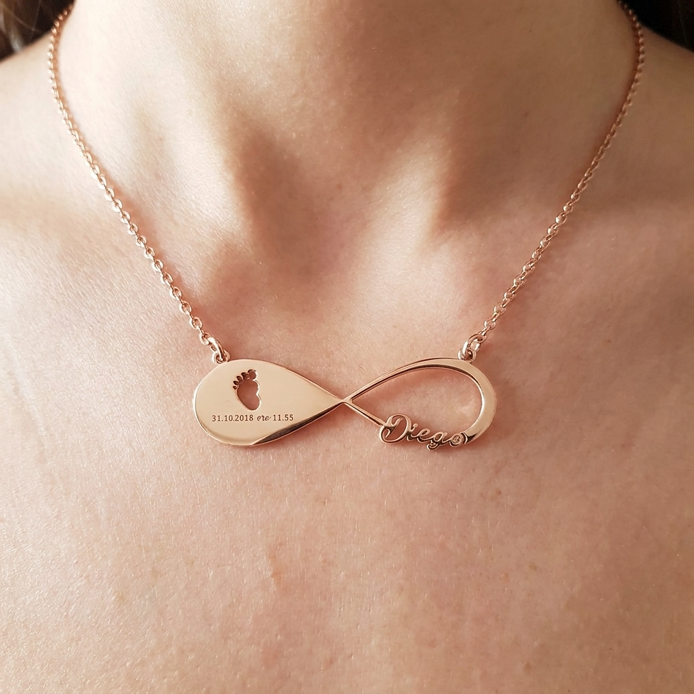 Thumbnail: "Customizable" Infinity Necklace with Baby Foot, Baby Hand or Paw