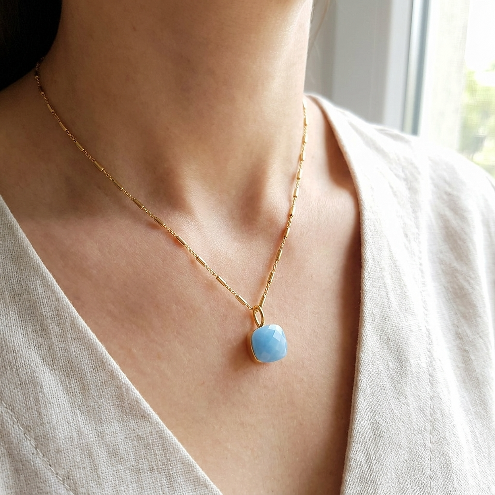 Miniatura: Collana Pietra Onice  pasta di Turchese con Incisione in Argento 925