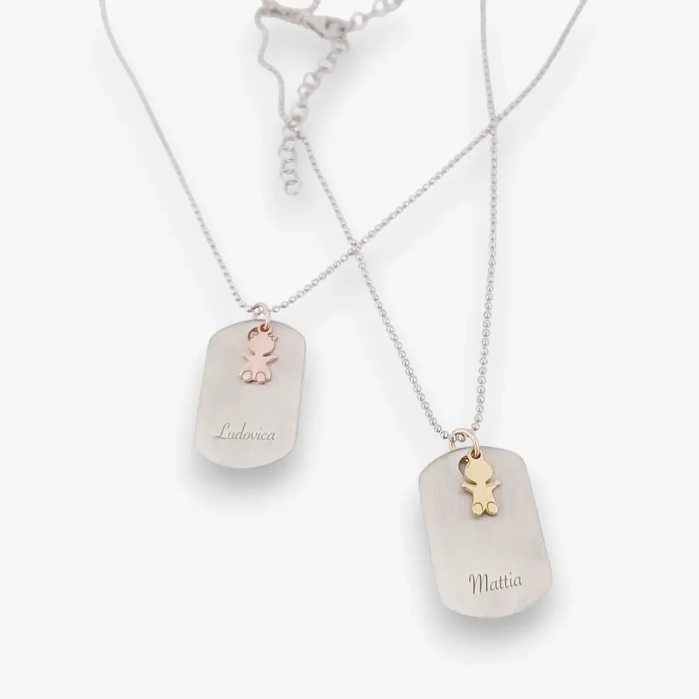 Collana Pupetti Uomo con Incisione in Argento 925