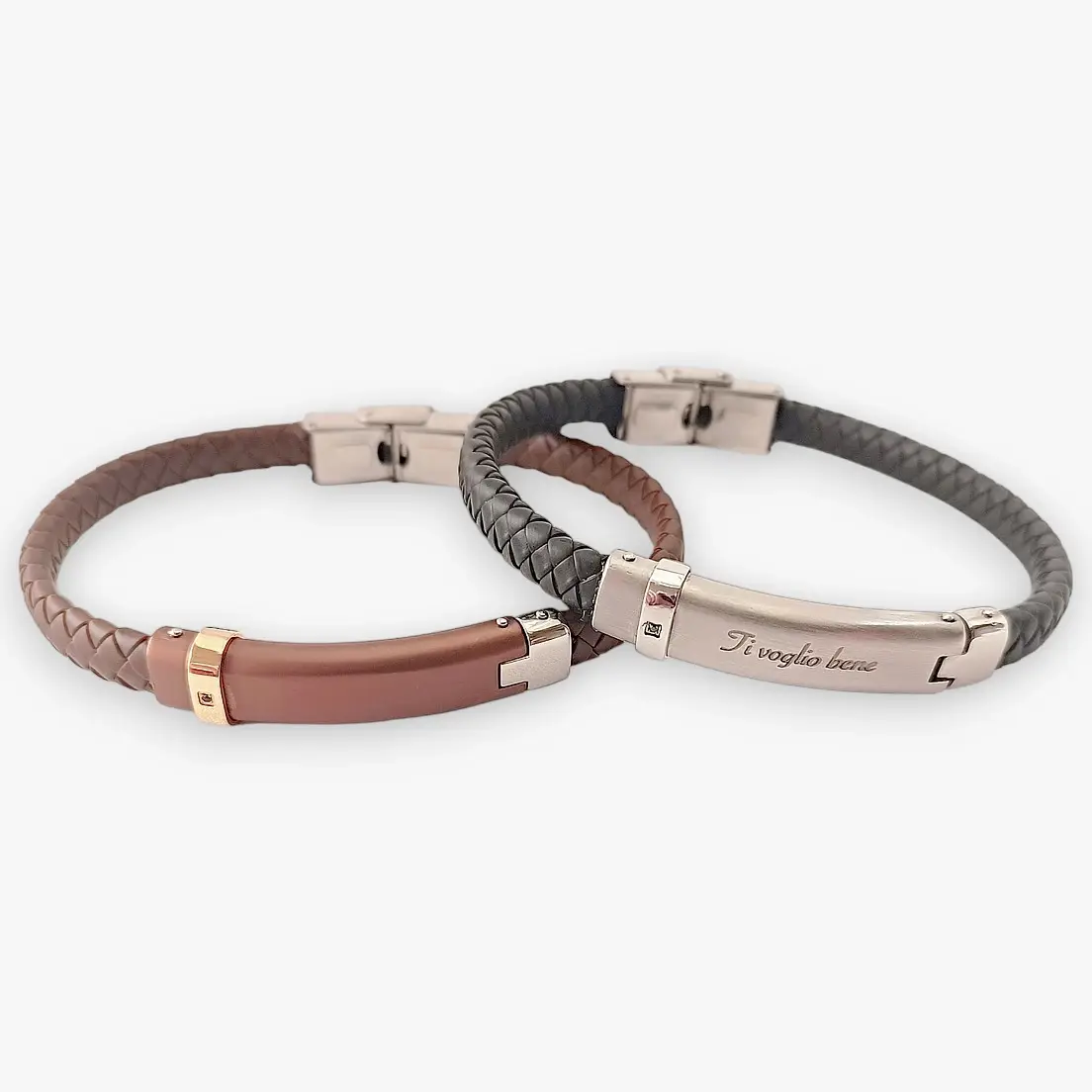 Bracelet PVD noir pour homme avec bracelet tressé "personnalisable"