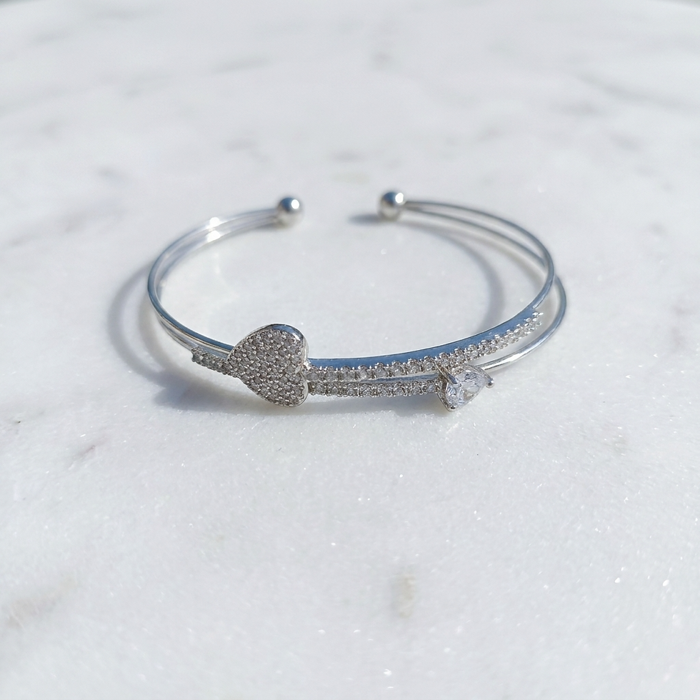 Miniatura: Bracciale Schiava doppio filo due Cuori Placcato Platino