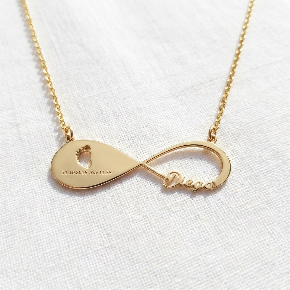 Thumbnail: "Customizable" Infinity Necklace with Baby Foot, Baby Hand or Paw