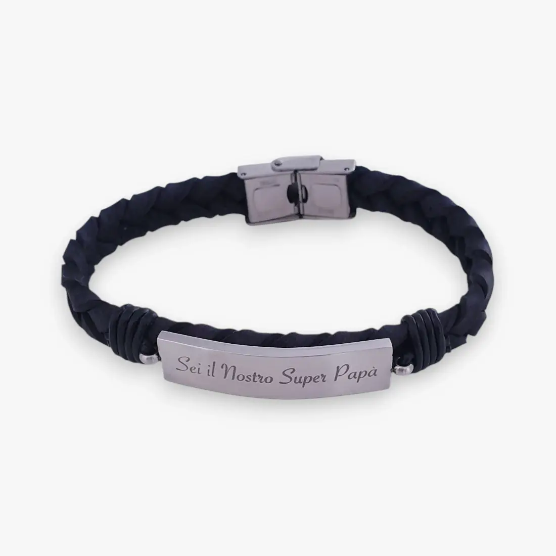 Bracelet tressé en acier et cuir "Expression standard ou personnalisable"