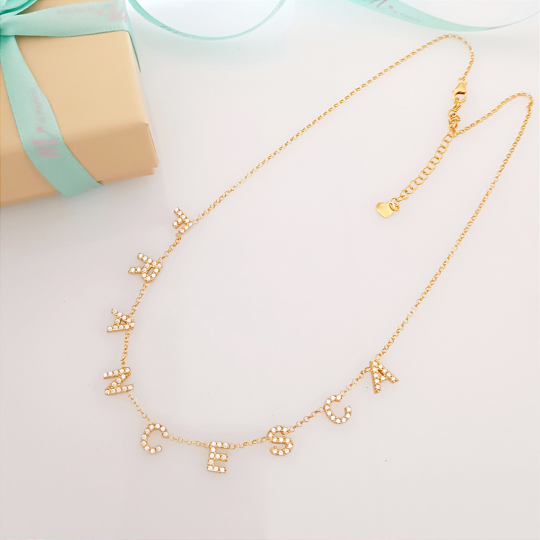 "Customizable" Luxury Necklace with Name or Word and Swarovski 