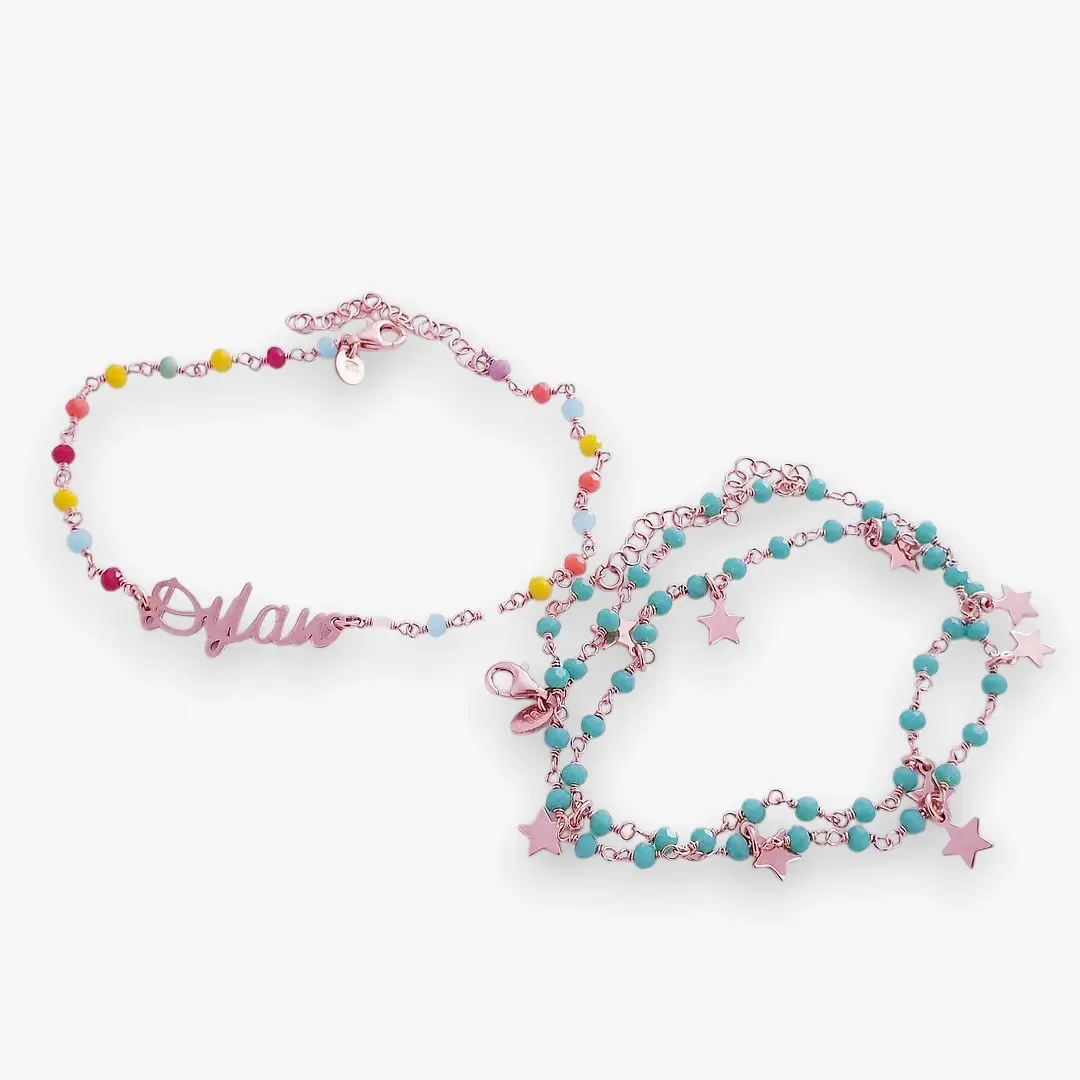 Bracelet de cheville personnalisable avec initiales ou nom avec cristaux