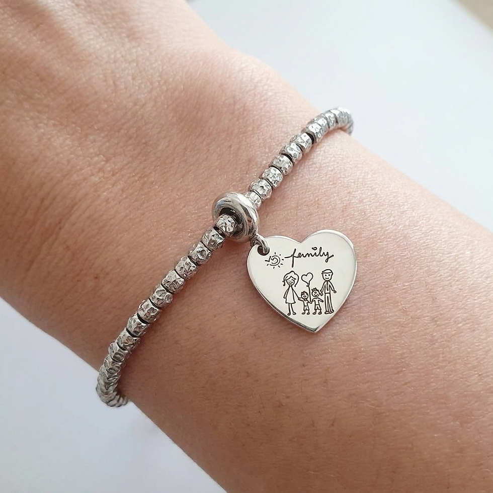Miniatura: Charm Cuore Pendente con Incisione in Argento 925