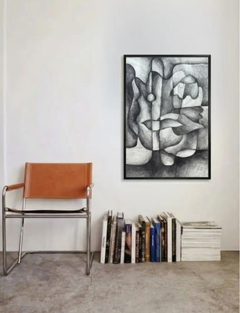 Abstract Pencil Drawing Poster Frame For Modern Interior Design Boutique Hotel Room by Kelly Becker