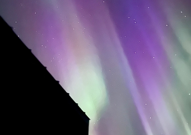 Northern lights from glass cabin in Selfoss, Iceland