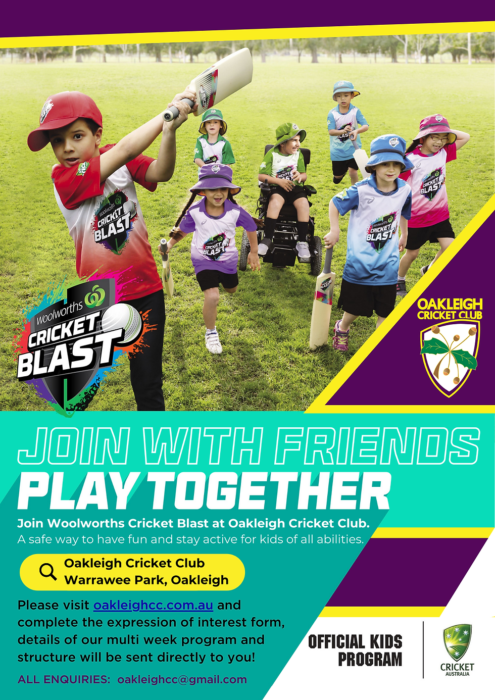 Welcome to the Oakleigh Cricket Club - Woolworths Blast program for 2025/26!