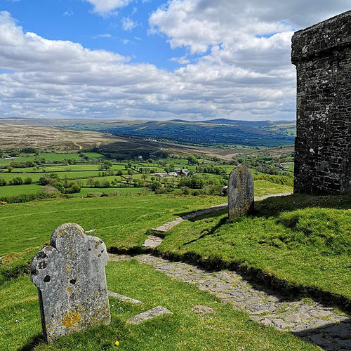 View across West Dartmoor from St Michael de Rupe church at Brentor