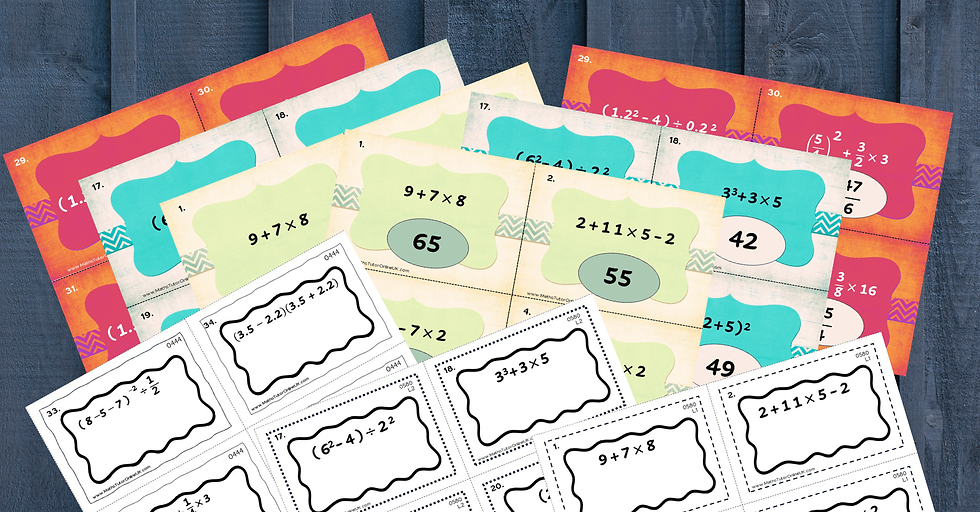 BODMAS task cards image