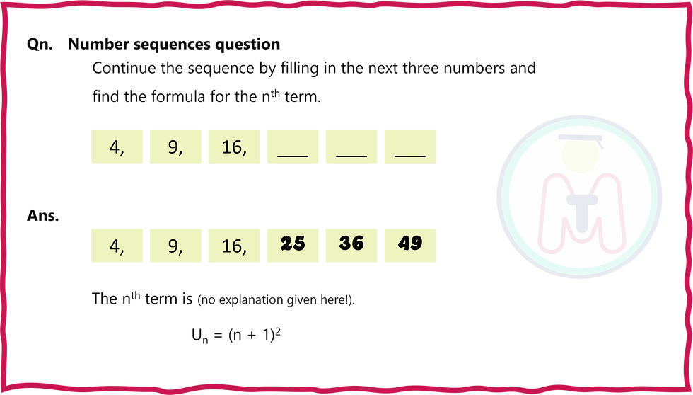 Showing how squares and roots show up in Number Sequence questions