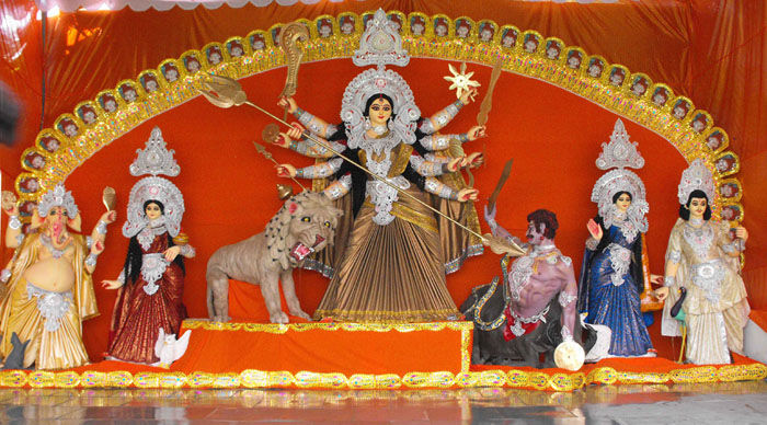 Idol of Mother Durg inside of Pandal