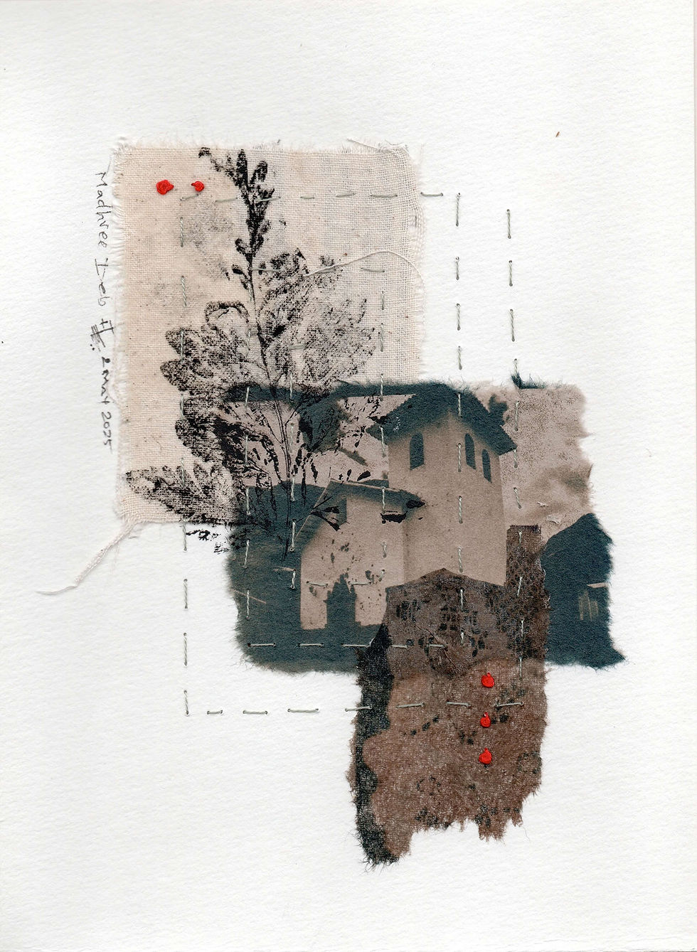 Thumbnail: Between Here and Far 2  | Mixed Media Hand Embroidered Photograph